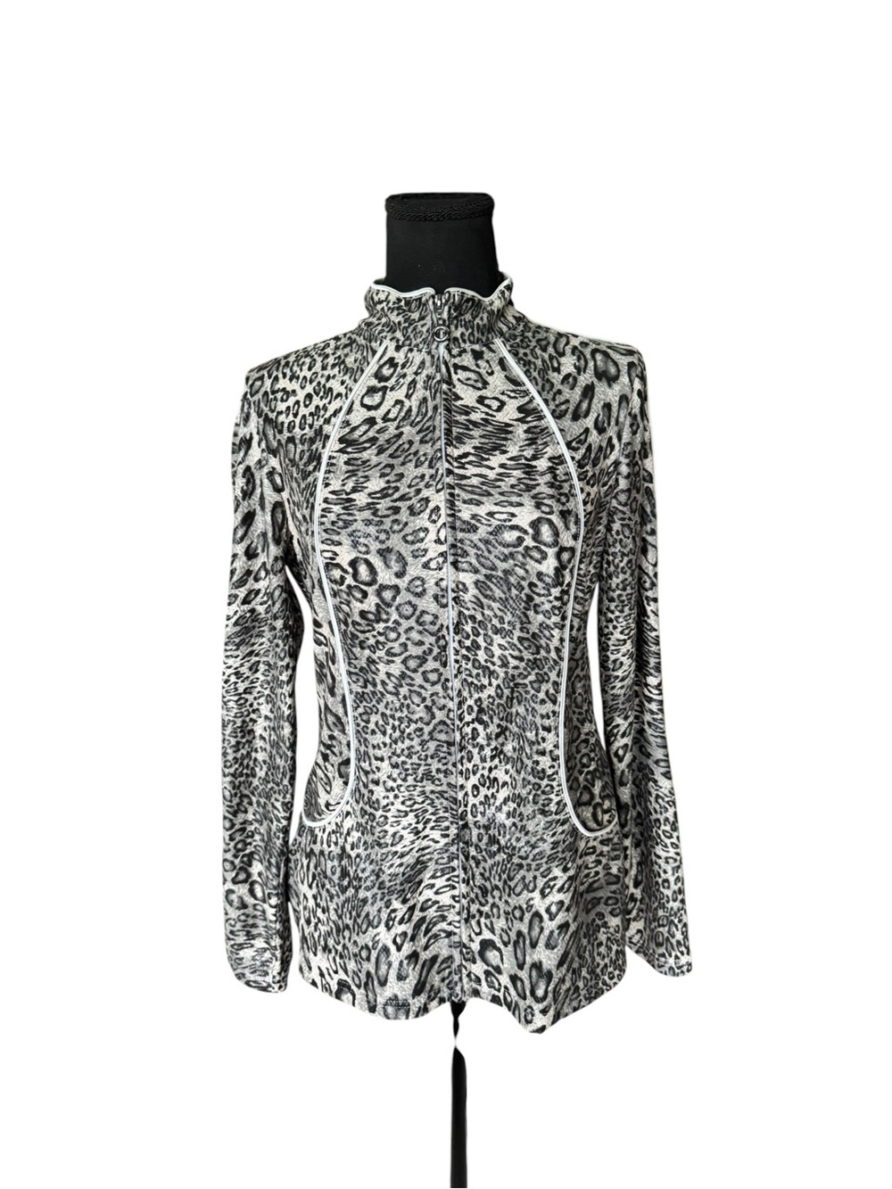 Neiman Marcus Exclusive Leopard Animal Print Zip Jacket Medium Y2K Mob Wife